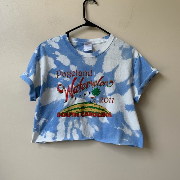 Custom Dyed Watermelon Fest Cropped Tee Small - Picture 9 of 12
